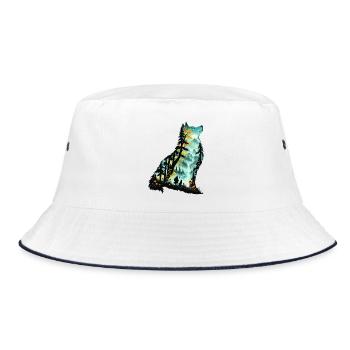 Waldwolf im Mondlicht - Bucket Hat - Weiß/Navy - Vorne