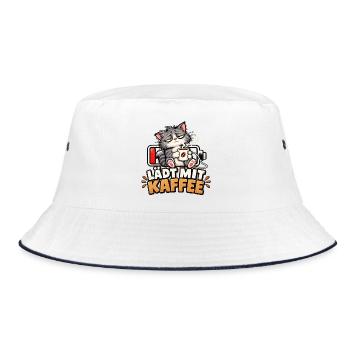 Kaffee-Ladekätzchen - Bucket Hat - Weiß/Navy - Vorne