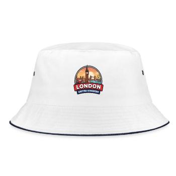 London UK Reiseabzeichen Big Ben Tower Bridge Geschenk - Bucket Hat - Weiß/Navy - Vorne