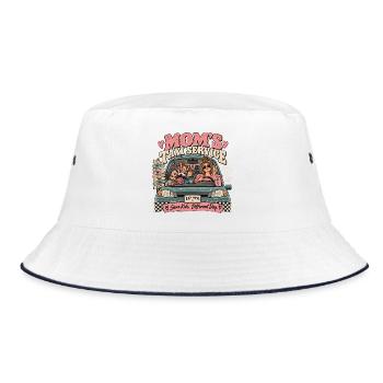 Muttertaxi: Dasselbe Kind an verschiedenen Tagen - Bucket Hat - Weiß/Navy - Vorne