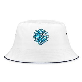 Elektrischer Hai - Bucket Hat - Weiß/Navy - Vorne