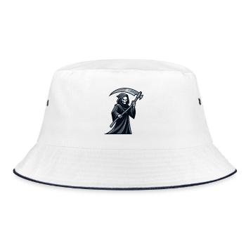 Der Sensenmann mit einer Sense, einem Symbol des Todes - Bucket Hat - Weiß/Navy - Vorne