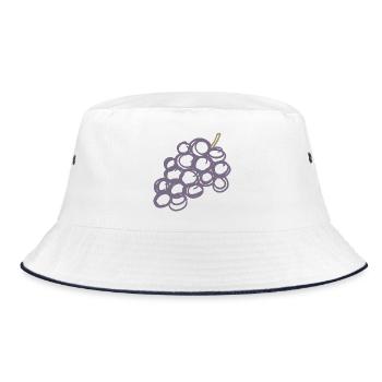 Lavendeltrauben-Cluster-Illustration - Bucket Hat - Weiß/Navy - Vorne