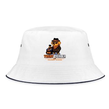 Treat Dealer Hund Halloween Pixel Art. - Bucket Hat - Weiß/Navy - Vorne