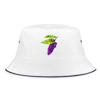 Bunte Weintrauben Illustration - Bucket Hat - Weiß/Navy - Vorne