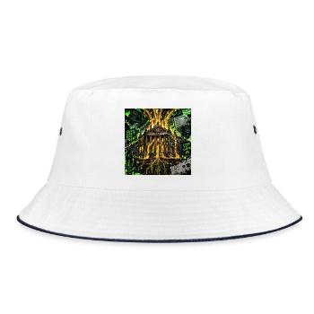 Geistige Freiheit finanzieren 💡 - Bucket Hat - Weiß/Navy - Vorne