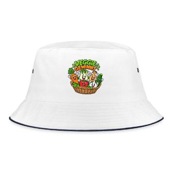 Veggie Gewinn Gemüsekorb Cartoon - Bucket Hat - Weiß/Navy - Vorne