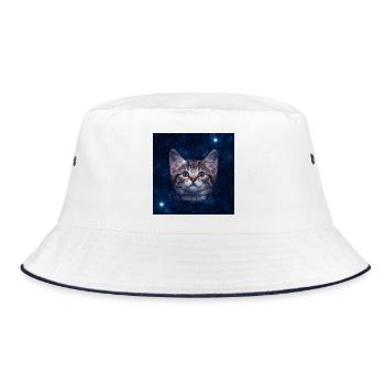 Katzenstern im Weltraum - Bucket Hat - Weiß/Navy - Vorne