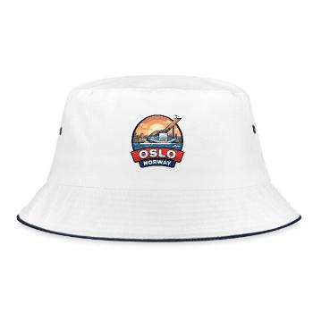 Oslo Norwegen Reiseabzeichen Opernhaus Fjord Geschenk - Bucket Hat - Weiß/Navy - Vorne