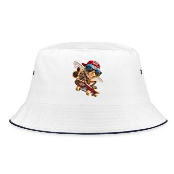 "Fly with me" - Bucket Hat - Weiß/Navy - Vorne