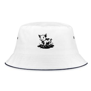 Ferkel im Schlamm - Bucket Hat - Weiß/Navy - Vorne