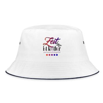 Zeit ist kostbar - Bucket Hat - Weiß/Navy - Vorne