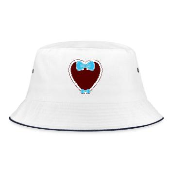 Lebkuchenherz Schleife - Bucket Hat - Weiß/Navy - Vorne
