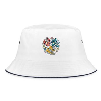 Tanzrunde – Schritt für Schritt zusammen - Bucket Hat - Weiß/Navy - Vorne