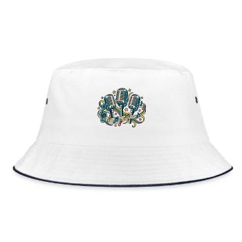 Mikrofonchor – Stimmen gemeinsam stark - Bucket Hat - Weiß/Navy - Vorne
