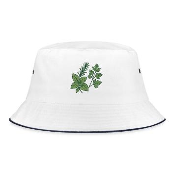 Herbs & Kitchen Garden – Motiv Geschenkidee. - Bucket Hat - Weiß/Navy - Vorne