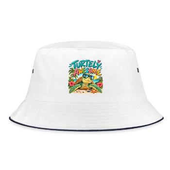 Turtely Awesome Beach Turtle - Bucket Hat - Weiß/Navy - Vorne