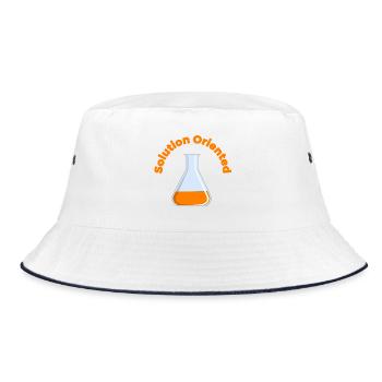 Lösungsorientierter Labbecher Grafik - Bucket Hat - Weiß/Navy - Vorne
