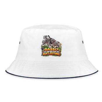 Gassi mit Schnüffelpause - Bucket Hat - Weiß/Navy - Vorne