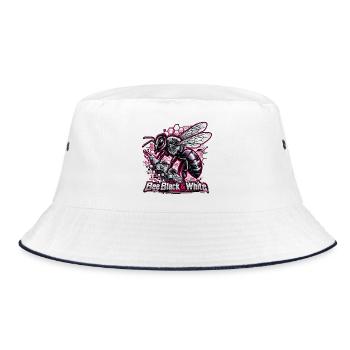 Biene Neon Schwarz-Weiß Tech - Bucket Hat - Weiß/Navy - Vorne