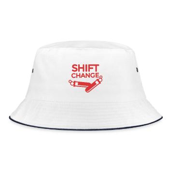 Shift Change - Bucket Hat - Weiß/Navy - Vorne