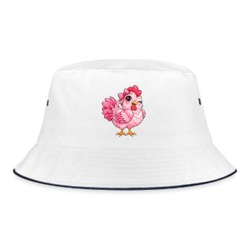 Kawaii Pink Hen - Bucket Hat - Weiß/Navy - Vorne