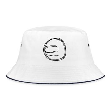 Helm handgezeichnet - Bucket Hat - Weiß/Navy - Vorne