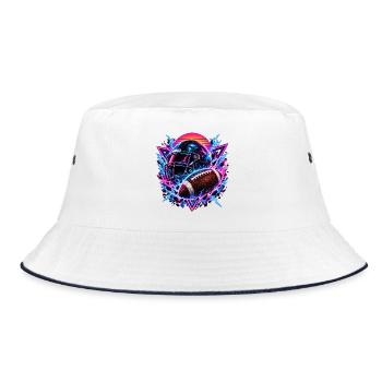 Neon Football Helm Synthwave - Bucket Hat - Weiß/Navy - Vorne