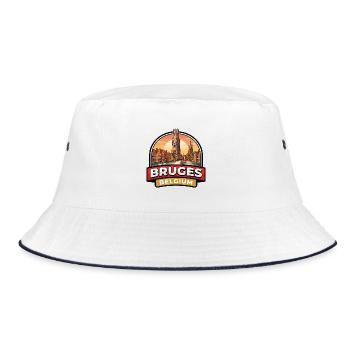 Brügge Belgien Reiseabzeichen Glockenturm Kanäle Geschenk - Bucket Hat - Weiß/Navy - Vorne