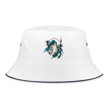 Odin Allvater Raben Huginn Muninn Wikinger - Bucket Hat - Weiß/Navy - Vorne