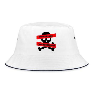 DEMOKRATIE VERTEIDIGEN KLARES STATEMENT GEGEN AFD - Bucket Hat - Weiß/Navy - Vorne