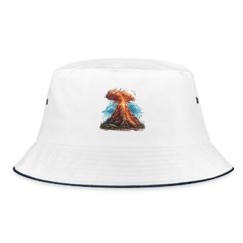 Vulkanausbruch Lava Explosion - Bucket Hat - Weiß/Navy - Vorne