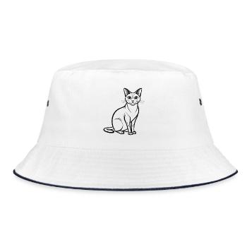 Siamkatze - Bucket Hat - Weiß/Navy - Vorne