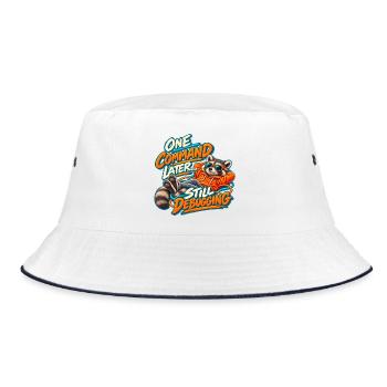 Lustiger Programmierer Waschbär – Noch ein Befehl später - Bucket Hat - Weiß/Navy - Vorne