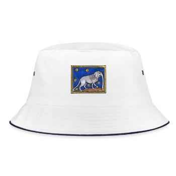 Mittelalterlicher Elefant - Bucket Hat - Weiß/Navy - Vorne