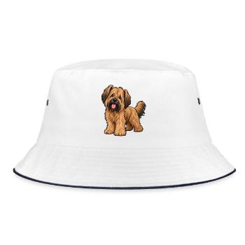 Briard Kawaii Style – Süßer Hütehund - Bucket Hat - Weiß/Navy - Vorne