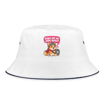 Pfoten Abseits Meiner Sidequest - Bucket Hat - Weiß/Navy - Vorne