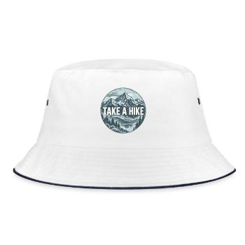 Take a Hike Berglandschaft Runddesign - Bucket Hat - Weiß/Navy - Vorne