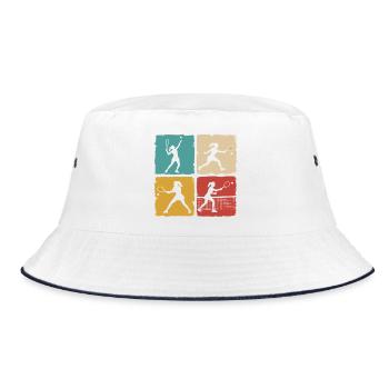 Retro Tennisspielerin Vintage Grunge Design - Bucket Hat - Weiß/Navy - Vorne