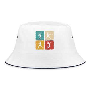 Retro Tennis Spieler Vintage Grunge Design - Bucket Hat - Weiß/Navy - Vorne