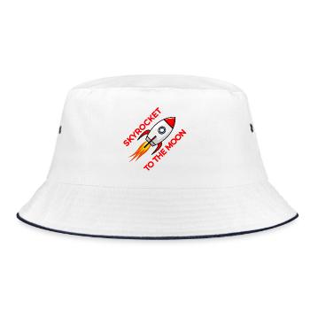 Raketenstart zum Mond - Bucket Hat - Weiß/Navy - Vorne