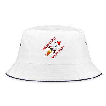 Nichts hält mich auf Rakete - Bucket Hat - Weiß/Navy - Vorne