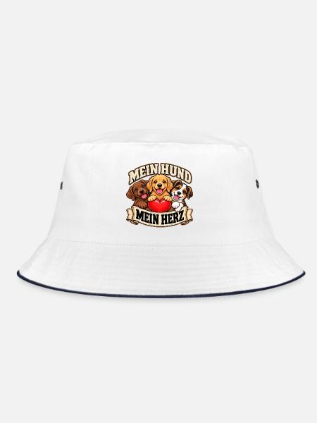 Mein Hund Mein Herz – Hundeliebe - Bucket Hat - Weiß/Navy