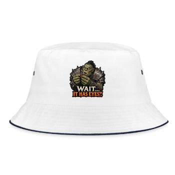 Wait... It Has Eyes?! – Tabletop Ork Miniatur - Bucket Hat - Weiß/Navy - Vorne