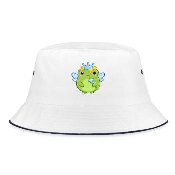Süßer Frosch als gute Fee mit blauen Flügeln  - Bucket Hat - Weiß/Navy - Vorne