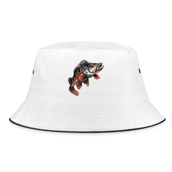 Fisch Barsch Bunt Illustration - Bucket Hat - Weiß/Navy - Vorne
