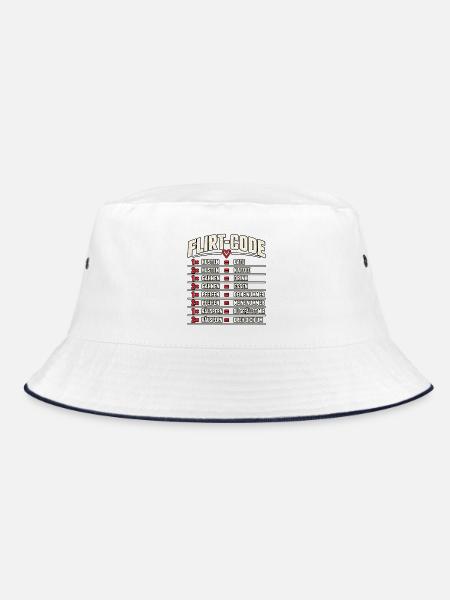 Flirt-Code – Lustiges Dating Design - Bucket Hat - Weiß/Navy