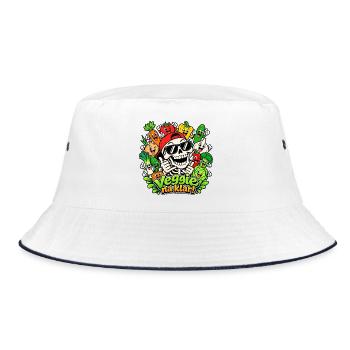 Veggie Skull - Bucket Hat - Weiß/Navy - Vorne