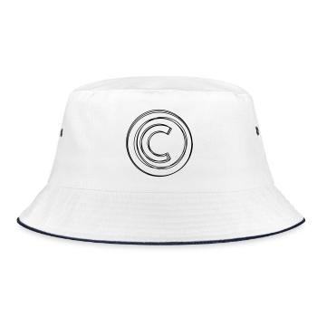 Copyrightzeichen handgezeichnet - Bucket Hat - Weiß/Navy - Vorne