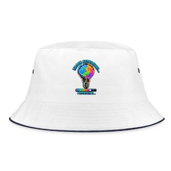 Neon Gehirnstorm Verarbeitung - Bucket Hat - Weiß/Navy - Vorne